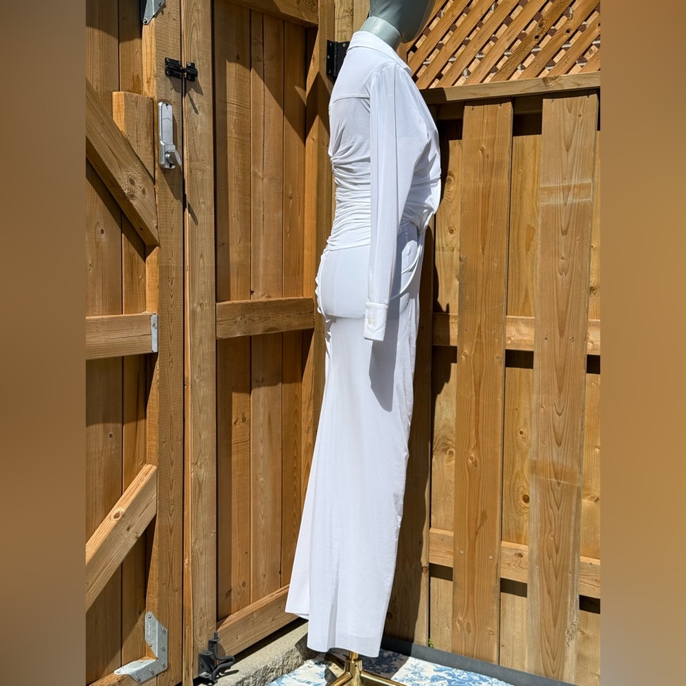 🆕 CHRISTOPHER ESBER 🧿 NWOT Venus Plunge Shirt Maxi Dress, White - Sz AU10 US 6 - Picture 8 of 17